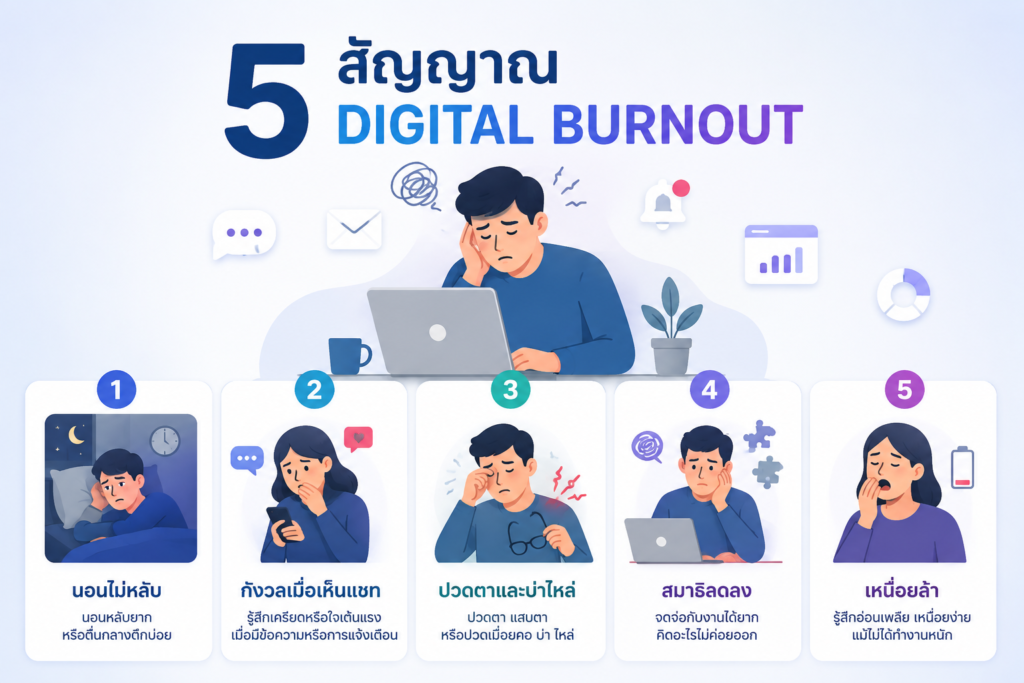 5 สัญญาณเตือน Digital Burnout ที่คนทำงานควรรู้