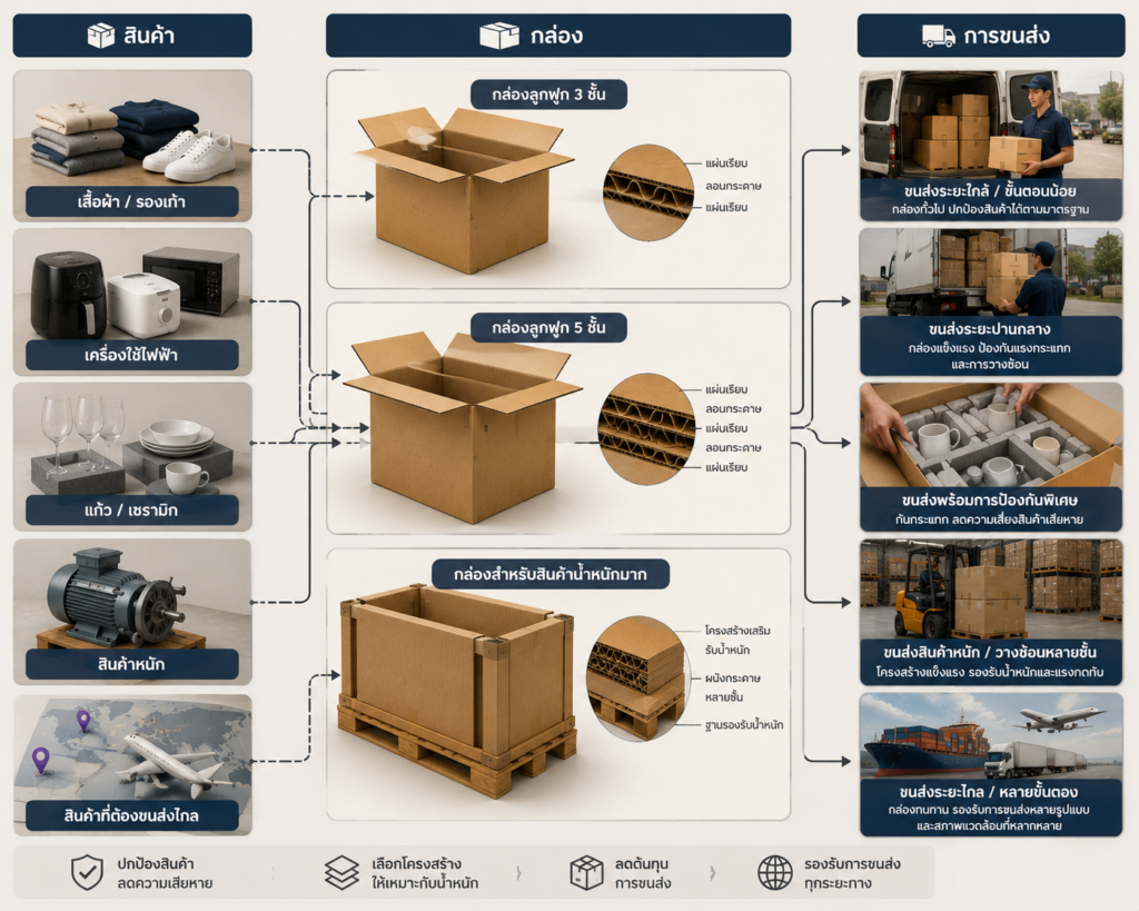 ความเเตกต่างกล่องลูกฟูกเเละกล่องธรรมดา